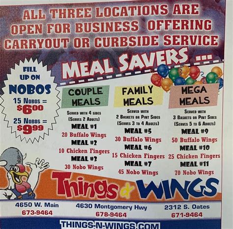 Things and wings dothan al - 2 menu pages, ⭐ 30 reviews - Things & Wings Westside menu in Dothan.